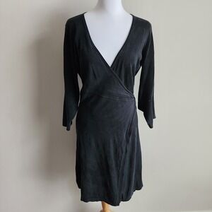 LILY SILK Wrap Dress Womens 8 - 10 100% Silk Tie Waist Luxury Capsule Wardrobe